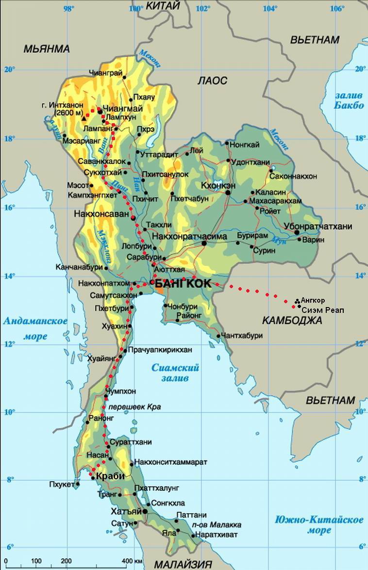 Географическая карта Таиланда
